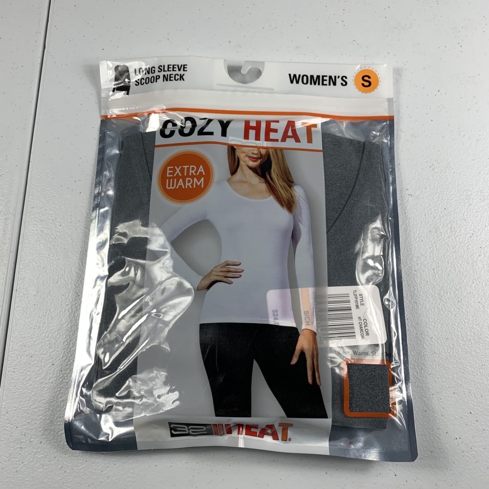 32 Degrees Women's Cozy Heat Top Small Gray Long Sleeve Scoop Neck  T-Shirt  NWT